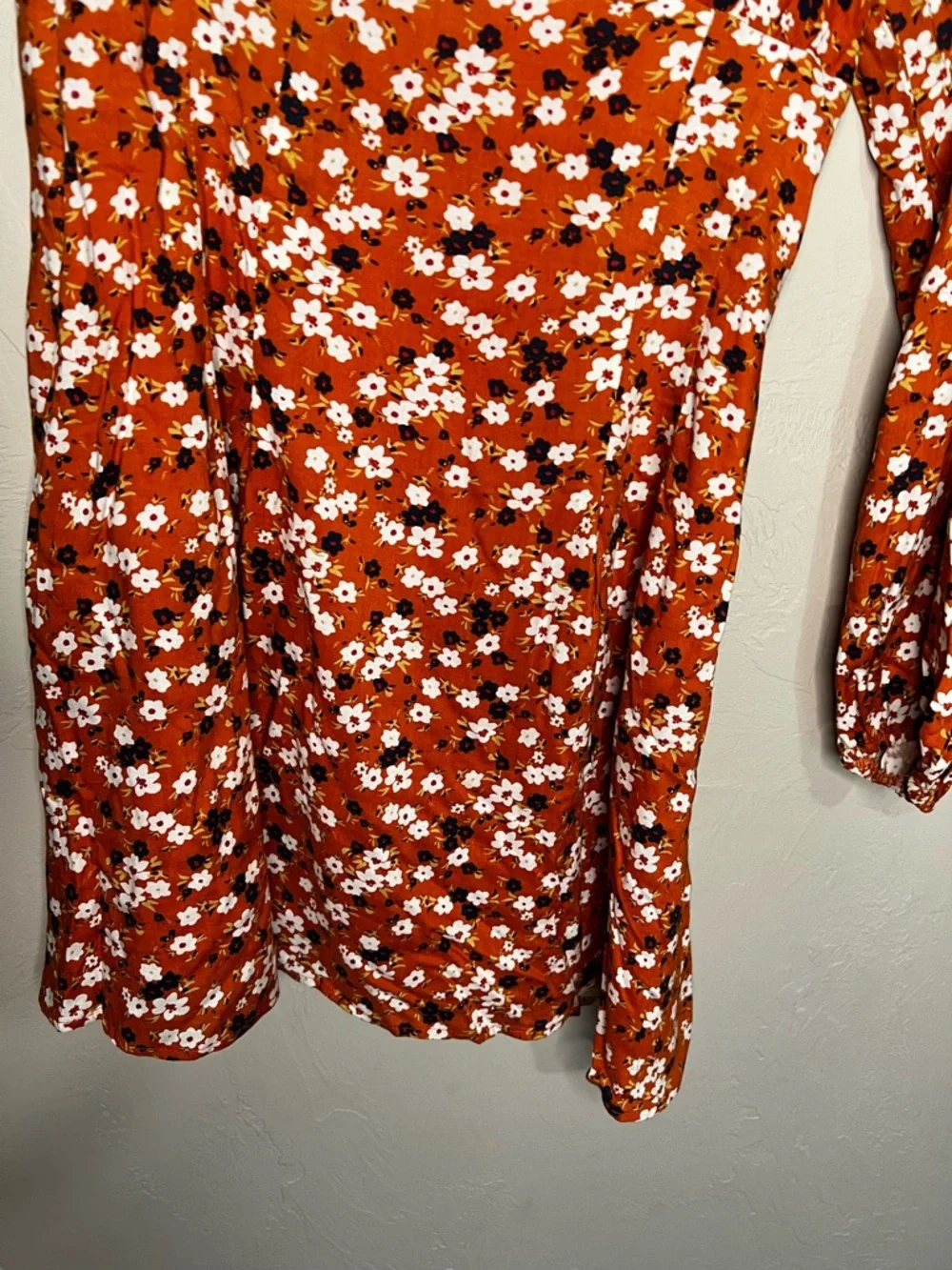Free People Jules One-Shoulder Orange Floral‎ Mini Boho Dress